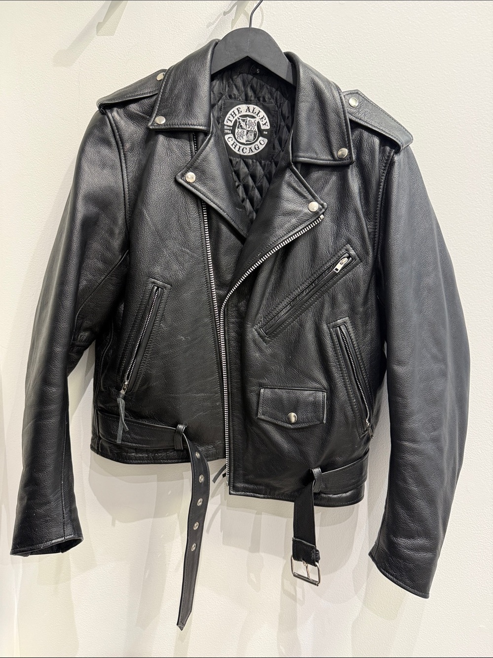 The Alley Chicago Men's Black Leather Biker Jacket